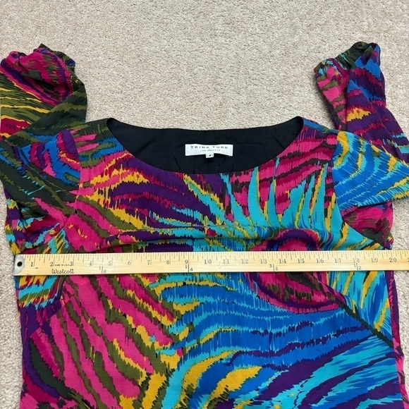 Trina Turk Peacock Print Silk Blend Mini Dress Women’s Size 8 - Picture 11 of 12